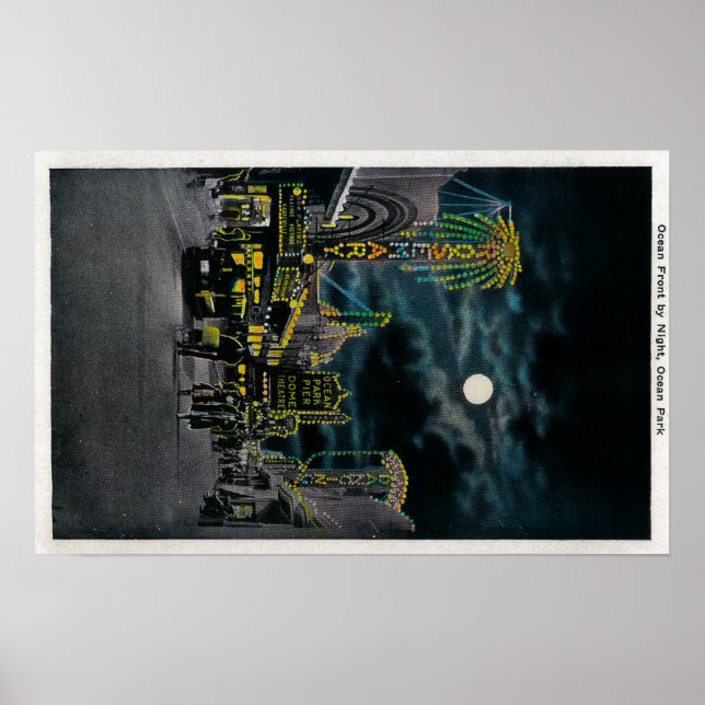 Ocean Front vid Natten, Ocean Park Poster (Framsidan)