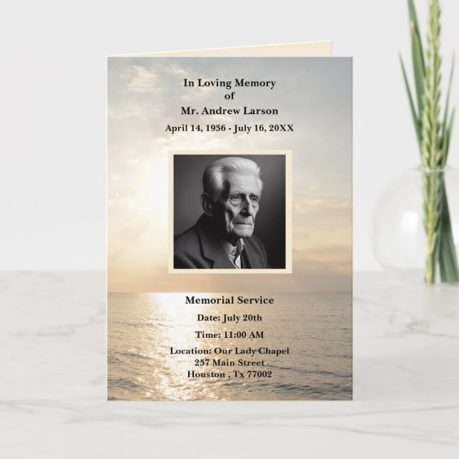 Ocean Funeral Memorial Obituary Foldat Program (Framsida)