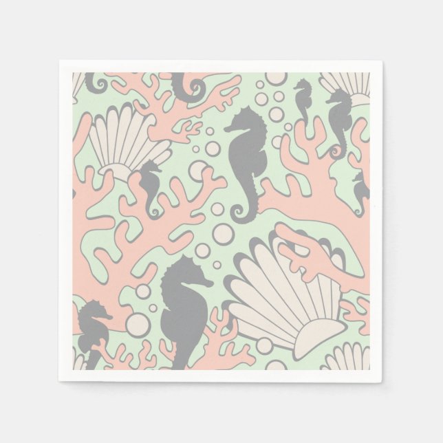 Ocean Garden Pastel Cocktail Napkins Pappersservett (Framsidan)