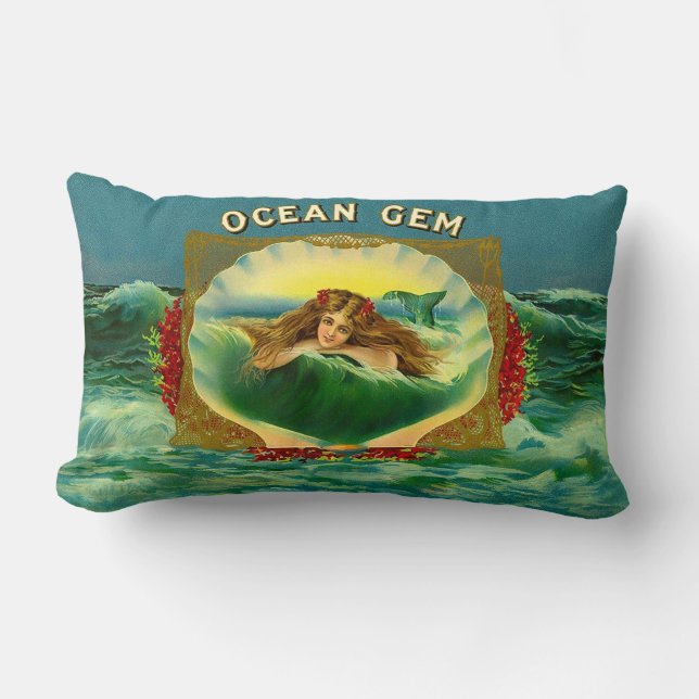 Ocean Gem-sirensigaretteetikett tryck Lumbarkudde (Framsida)