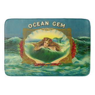 Ocean Gem sjöjungfru cigar label Badrumsmatta
