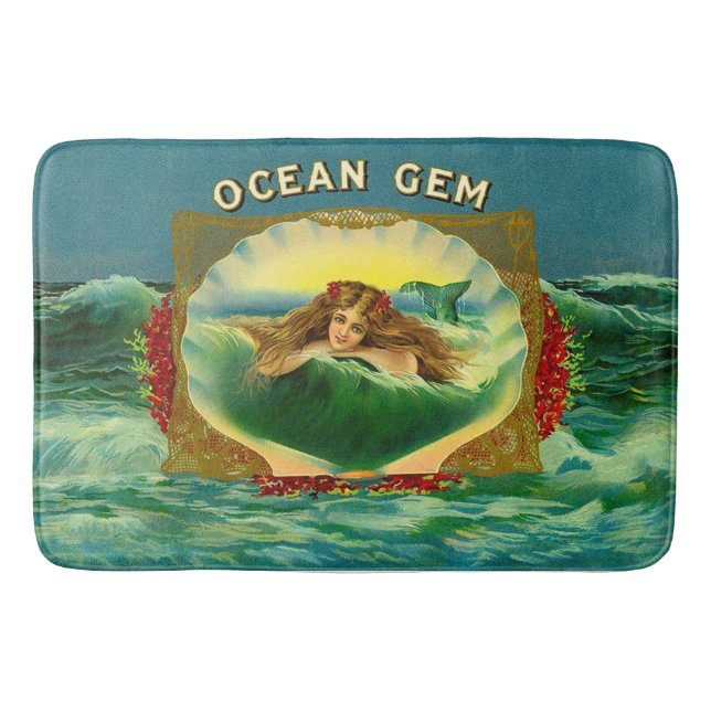 Ocean Gem sjöjungfru cigar label Badrumsmatta (Framsidan)