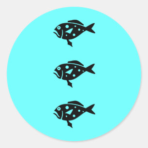 Ocean Glow_Black-on-Aqua Blue Grouper Runt Klistermärke
