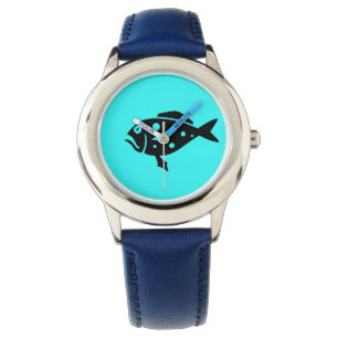 Ocean Glow_Black-on-Aqua Grouper Armbandsur