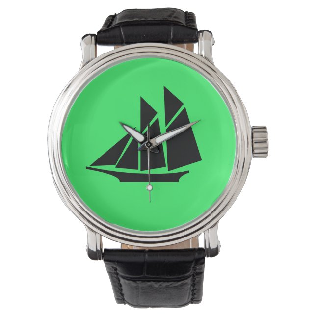 Ocean Glow_Black-on-Grönt Clipper-Frakt Armbandsur (Framsida)