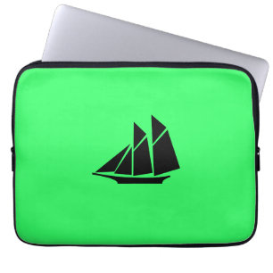 Ocean Glow_Black-on-Grönt Clipper-Frakt Laptop Sleeve