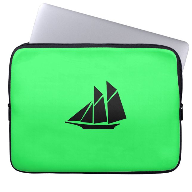 Ocean Glow_Black-on-Grönt Clipper-Frakt Laptop Sleeve (Framsidan)