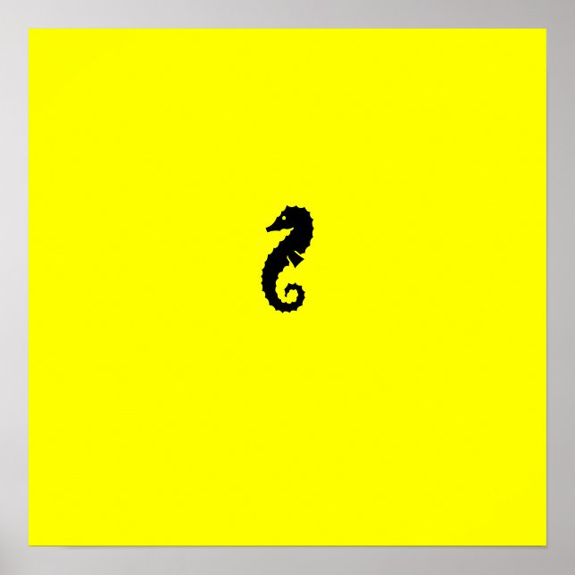 Ocean Glow_Black-on-Gult Seahorse Poster (Framsidan)