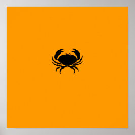 Ocean Glow_Black-on-Orange Crab Poster