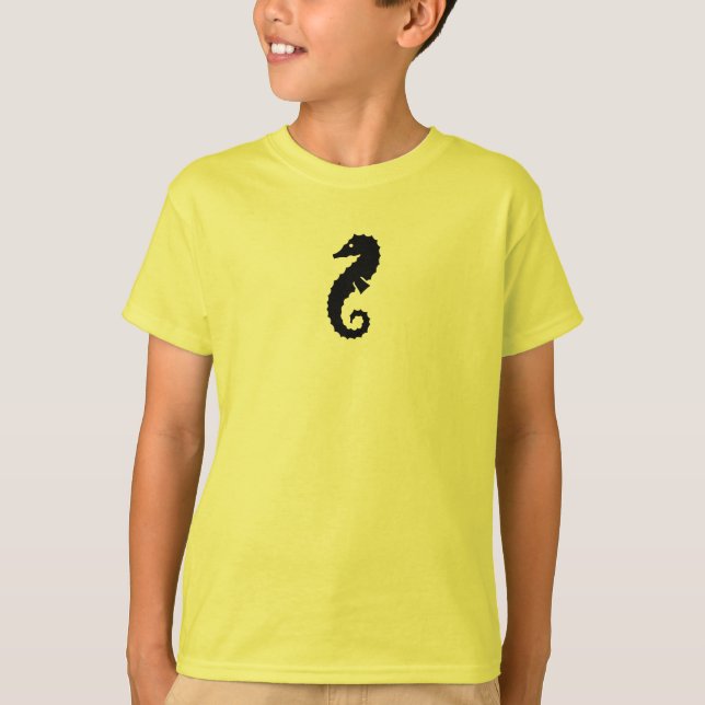 Ocean Glow_Black på Gult Seahorse T Shirt (Framsida)
