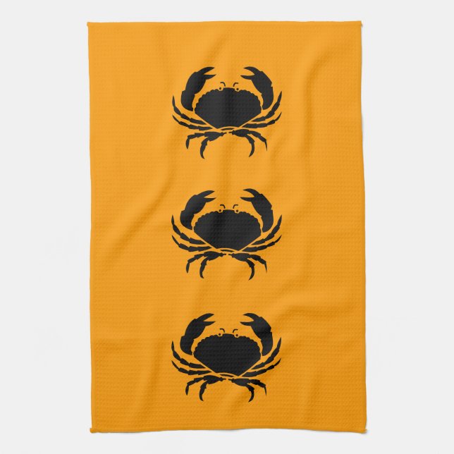 Ocean Glow_Black på Orange Crab Kökshandduk (Vertikal)