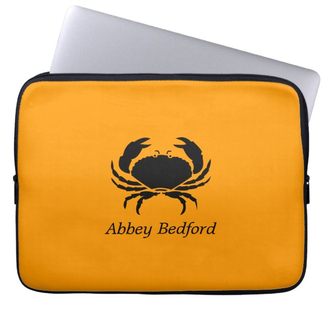 Ocean Glow_Black på Orange Crab_personlig Laptop Fodral (Framsidan)