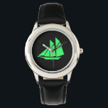 Ocean Glow_Grönt-on-Black Clipper-Frakt Armbandsur<br><div class="desc">Visa dem som är den stora skepparen med vår havsglöd, maritima ikoner, handklocka för grönt-på-svart Clipper-frakt. Om du känner kreativ kan du ändra storlek, position, färg och till och med antalet Clipper-fraktaser, tillsammans med färg. Klicka bara på "Anpassa den", och gå nu!</div>