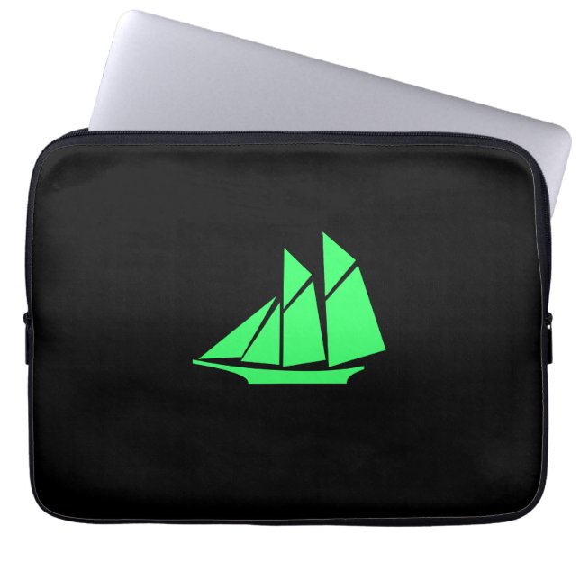 Ocean Glow_Grönt-on-Black Clipper-Frakt Laptop Sleeve (Framsidan)