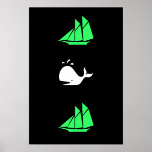 Ocean Glow_grönt, vit val med flera ikoner Poster