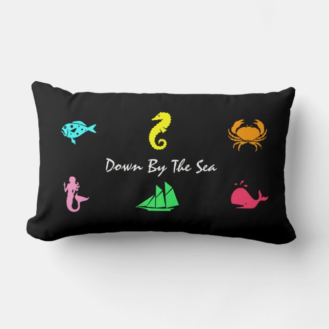 Ocean Glow_nautical themed_aquarium stil Lumbarkudde (Framsida)