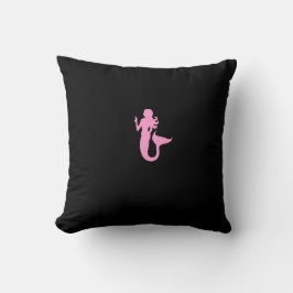 Ocean Glow_Rosa-on-Black, Black-on Rosa Sjöjungfru Kudde