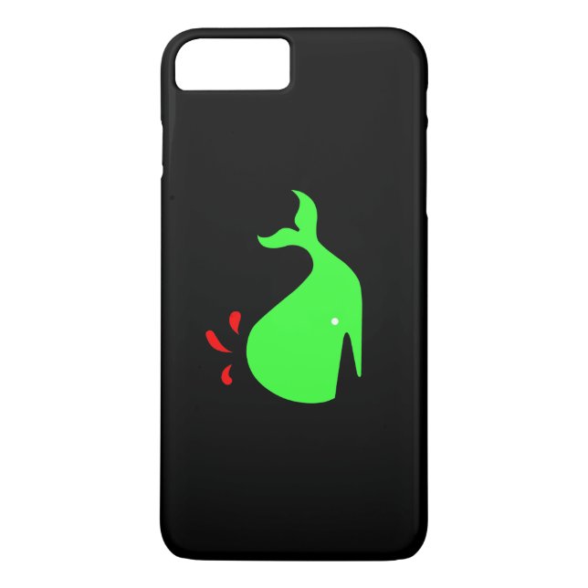 Ocean Glow_Spouty Whale_Bright Grönt, Red on black Case-Mate iPhone Skal (Baksida)