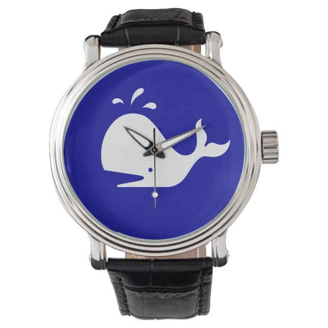 Ocean Glow_White-on-Blue Whale Armbandsur (Framsida)