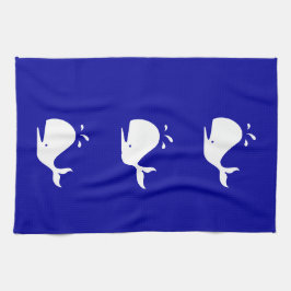 Ocean Glow_White-on-Blue Whale Kökshandduk