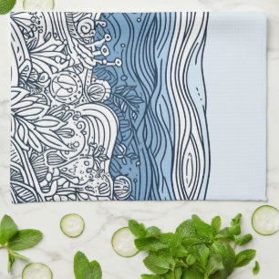 Ocean Golv - Abstrakt Kitchen Towel Kökshandduk