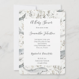 Ocean Grått Whales Baby Shower Inbjudningar