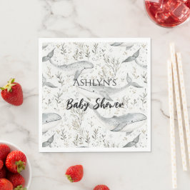 Ocean Grått Whales Baby Shower Pappersservett