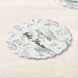Ocean Grått Whales Baby Shower Underlägg Papper