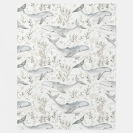 Ocean Grått Whales Fleecefilt