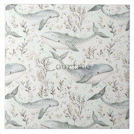 Ocean Grått Whales Kakelplatta