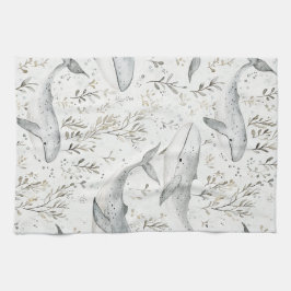 Ocean Grått Whales Kökshandduk