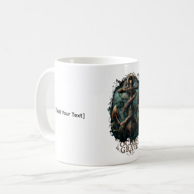 Ocean Grav Kraken Ankare Mörk Fantasy Kaffemugg (Framsida vänster)