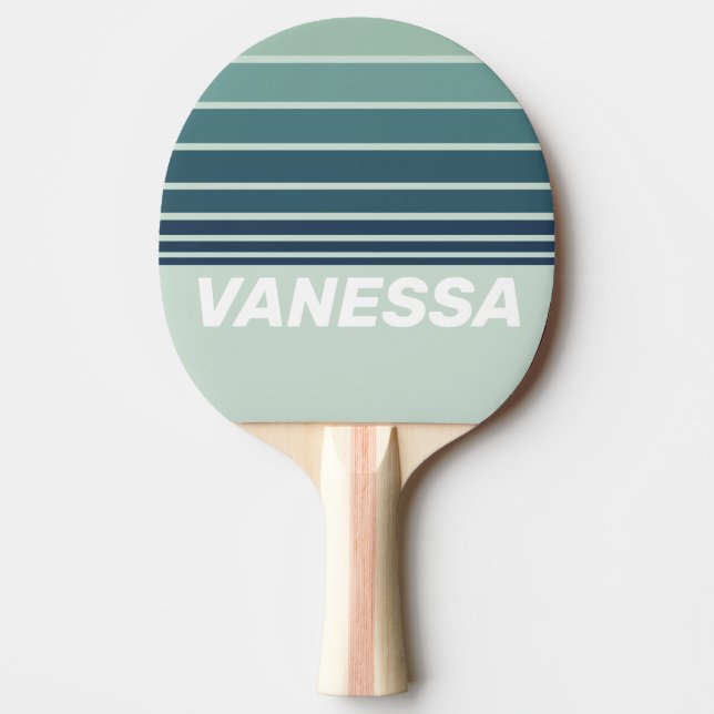 Ocean Green Nostalgisk Horisontrandig med Namn Pingisracket (Framsidan)