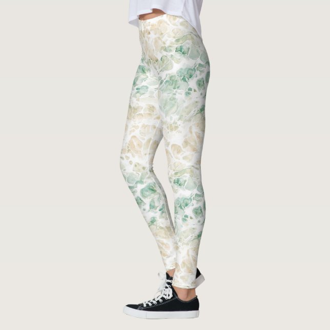 Ocean Grön Kräm Abstrakt Leggings (Vänster)