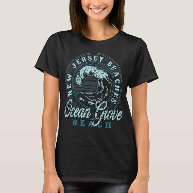 Ocean Grove Beach Retro Wave Circle T Shirt (Framsida)