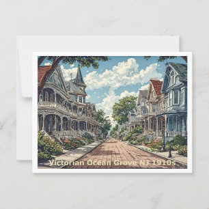 Ocean Grove NJ, Victorian Homes, 1910s View Vykort