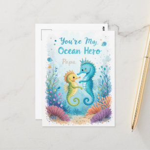 Ocean Hero Fars dag Seahorse Pappa Vykort