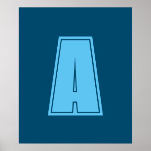 Ocean & Himlar Blue Initial Monogram Calligraphy C Poster