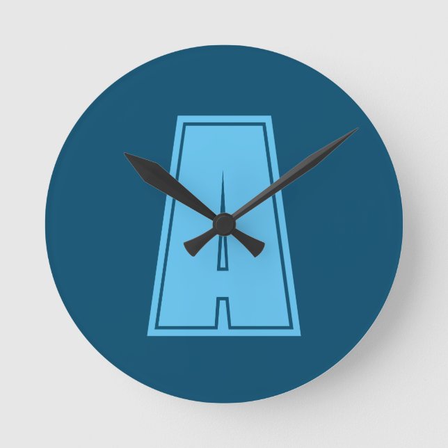 Ocean & Himlar Blue Initial Monogram Calligraphy C Rund Klocka (Framsida)