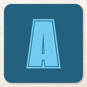 Ocean & Himlar Blue Initial Monogram Calligraphy C Underlägg Papper Kvadrat