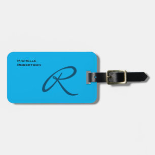Ocean Himlar Blue Modern Plain Monogram Profession Bagagebricka