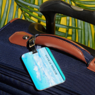 Ocean Himlar Scene Travel Aqua Blue Bagagebricka