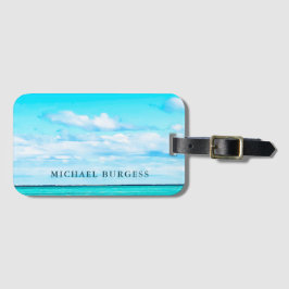 Ocean Himlar Scene Travel Aqua Blue Bagagebricka