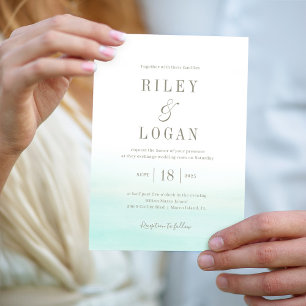 Ocean Hues Destination Beach Wedding-inbjudningar Tack Kort