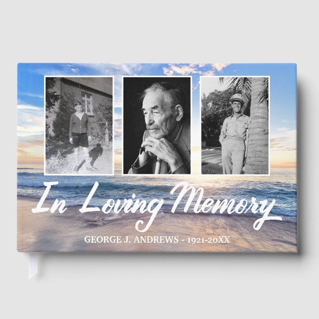 Ocean in Loving Memory Photo Collage Gästböcker (Framsida)