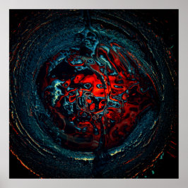 Ocean Inferno Red Glow Poster