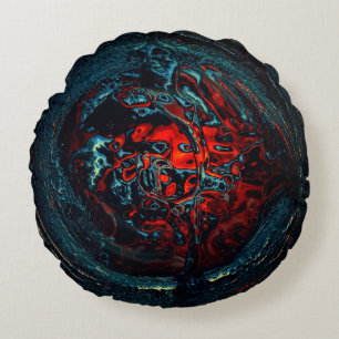 Ocean Inferno Red Glow Rund Kudde