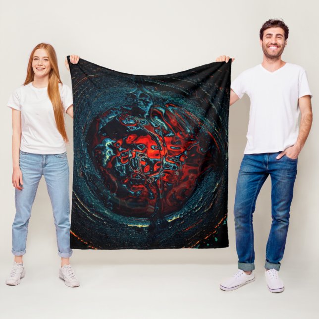 Ocean Inferno Röd Glöd Fleecefilt (På plats)