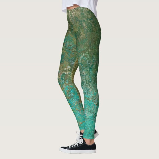 Ocean Inspired Alcohol Bläck Abstrakt Leggings (Vänster)