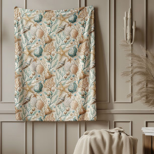 Ocean Inspired Blanket med Gentle Seashell Motifs Fleecefilt
